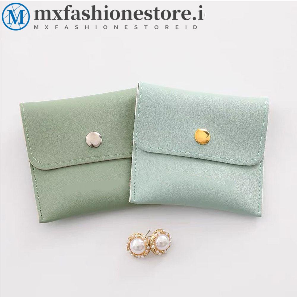 Mxfashionestore Túi Da PU Nhỏ Màu Trơn Đơn Giản Đựng Trang Sức / Tiền Xu Có Khóa Cài Phong Cách Hàn Quốc Độc Đáo