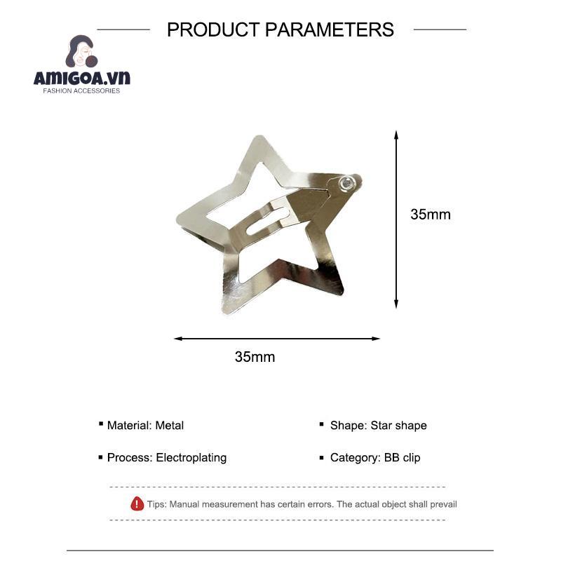 ✨✨Kẹp Tóc BB Hình Ngôi Sao Năm Cánh Bằng Kim Loại Dễ Thương Ngọt Ngào Cho Nữ