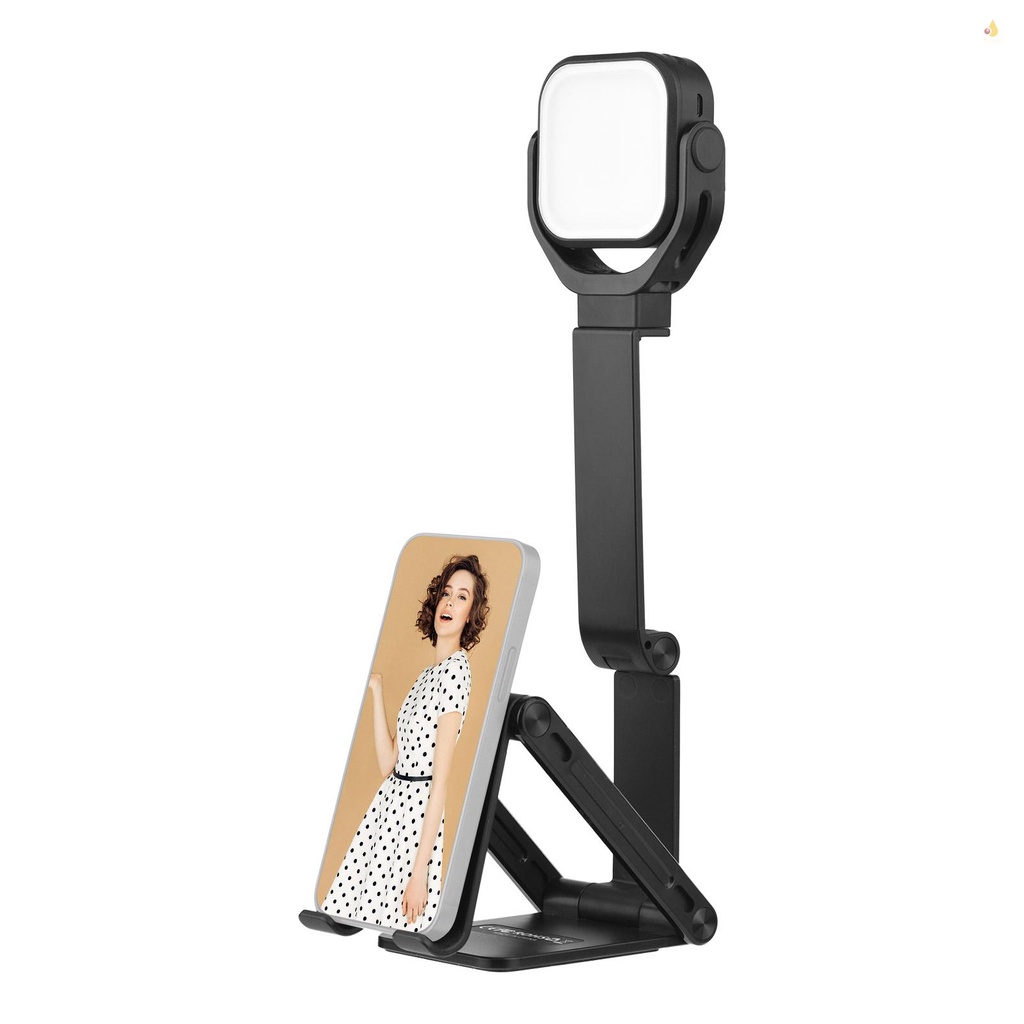 Giá Đỡ Điện Thoại Di Động Có Thể Gập Lại Được &amp; Pin 2 Trong 1 46 Hạt Đèn LED 2000K-5000K Bi Điều Chỉnh Được 1000mAh