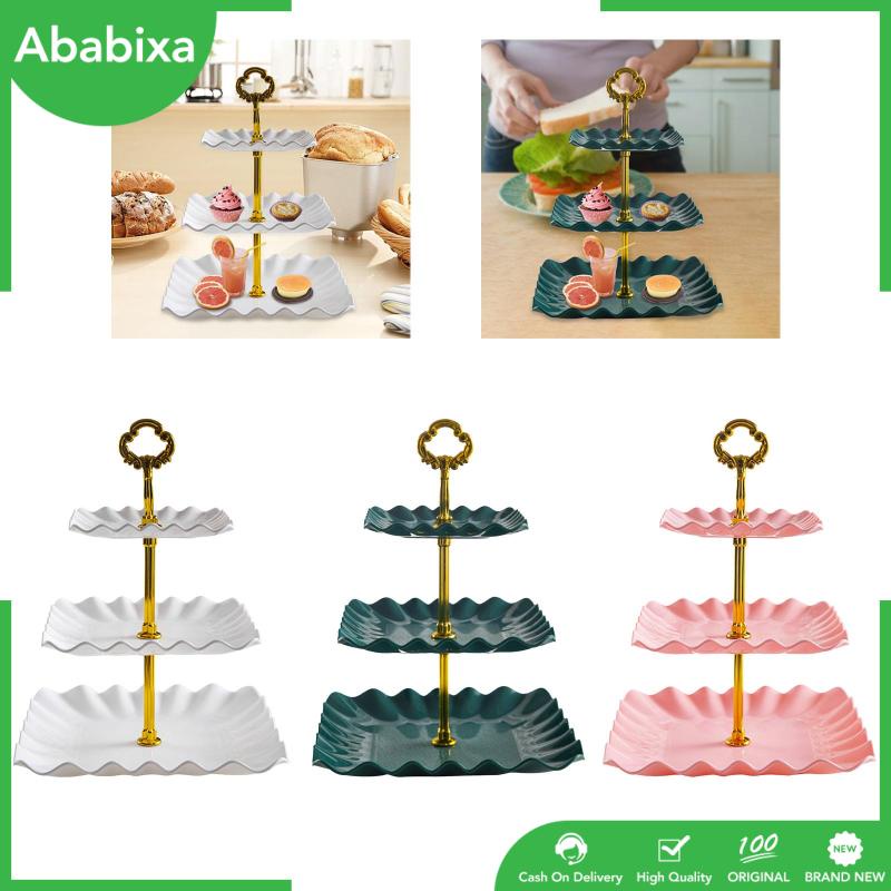 Giá Đỡ Bánh Cupcake 3 Tầng Có Tay Cầm Trưng Bày Trái Cây / Món Tráng Miệng Trang Trí Bàn Tiệc Cưới