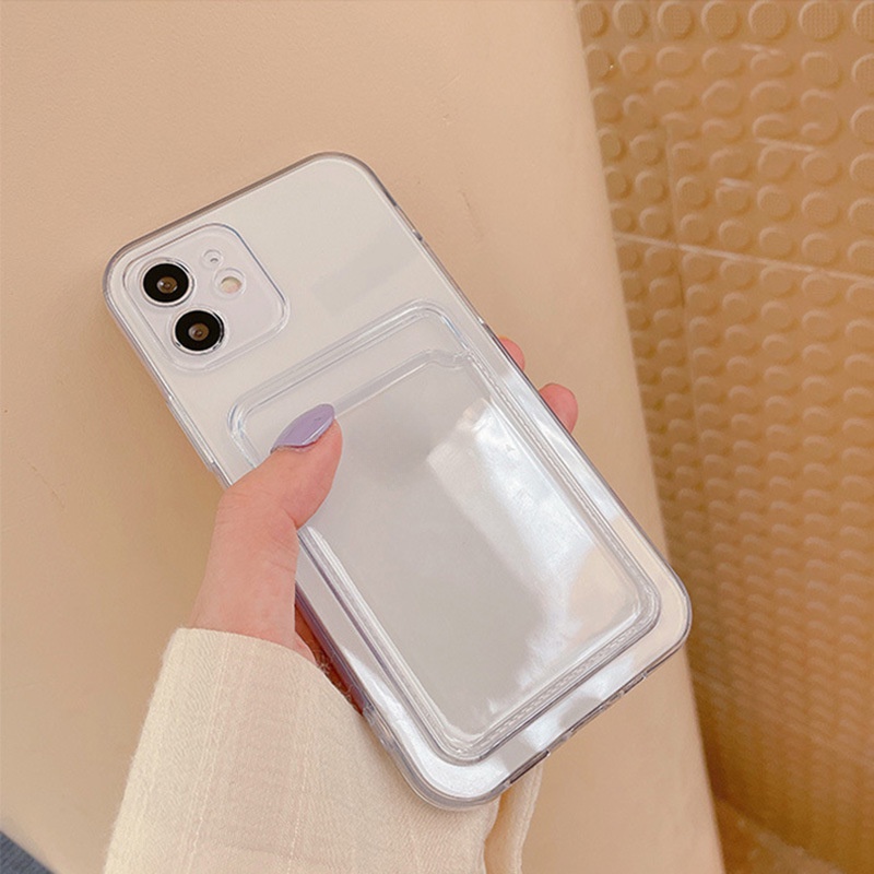 Ốp Điện Thoại TPU Mềm Trong Suốt Có Ngăn Đựng Thẻ Cho Samsung Galaxy A22 A71 A51 4G A71 A51 A42 A22 5G A72 A52 A52S A03S M32 M22 4G