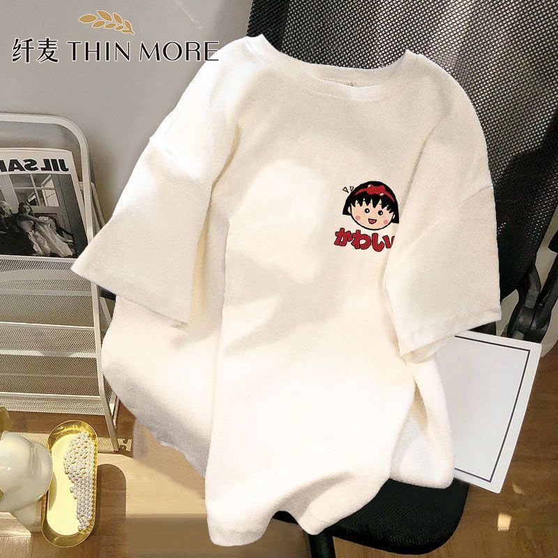 Mới Áo Thun Nữ Ngắn Tay In Hình Maruko Dễ Thương Phong Cách Nhật Bản