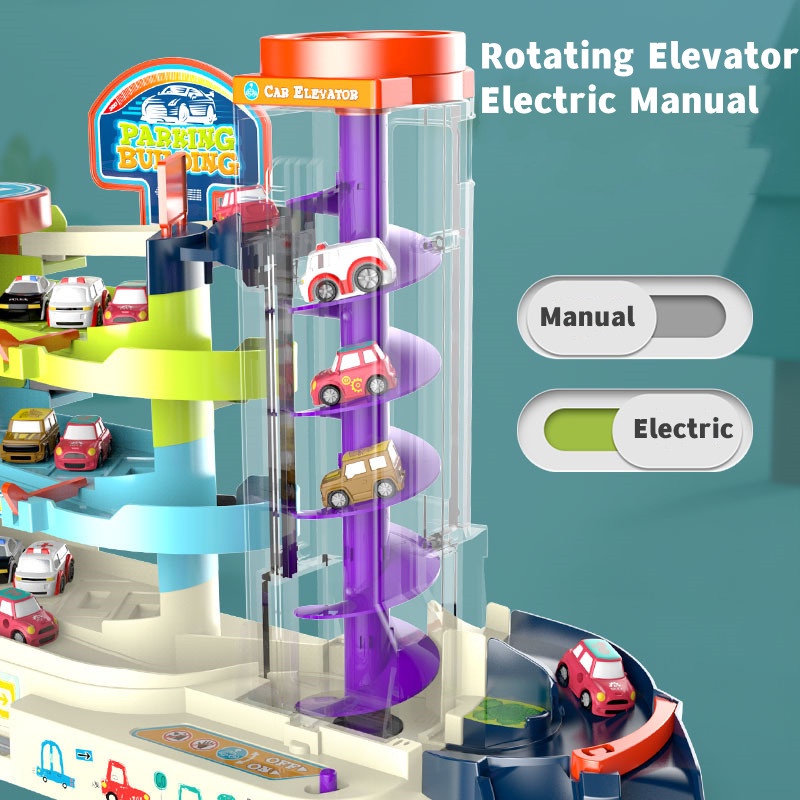 Bộ Đồ Chơi Đường Ray Xe Hơi Chạy Bằng Điện Có Đèn Và Nhạc Vui Nhộn Cho Bé