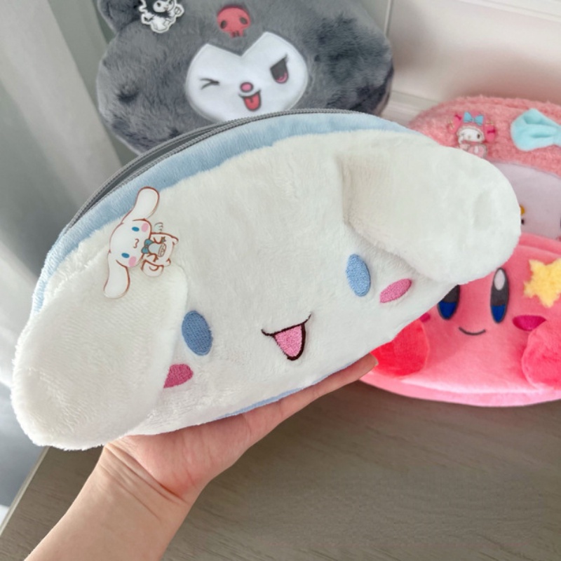 Sanrio Túi Đựng Bút Chì / Mỹ Phẩm Cỡ Lớn Hình Kuromi My Melody Cinnamoroll Nhồi Bông Dễ Thương Cho Học Sinh