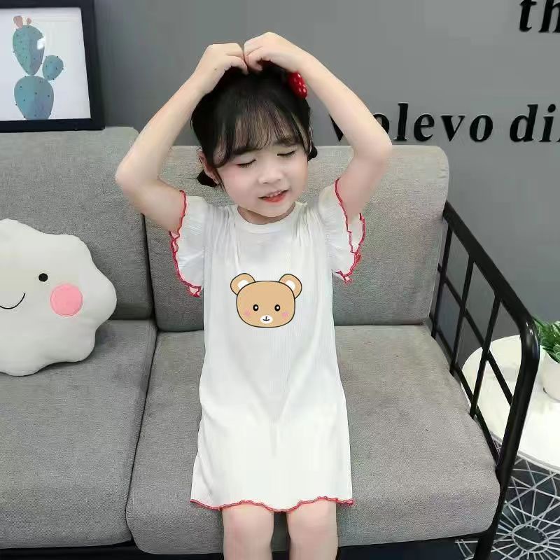 Đầm Ngủ In Hình Mèo Kỳ Lân Phong Cách Hàn Quốc Mới Cho Bé Gái