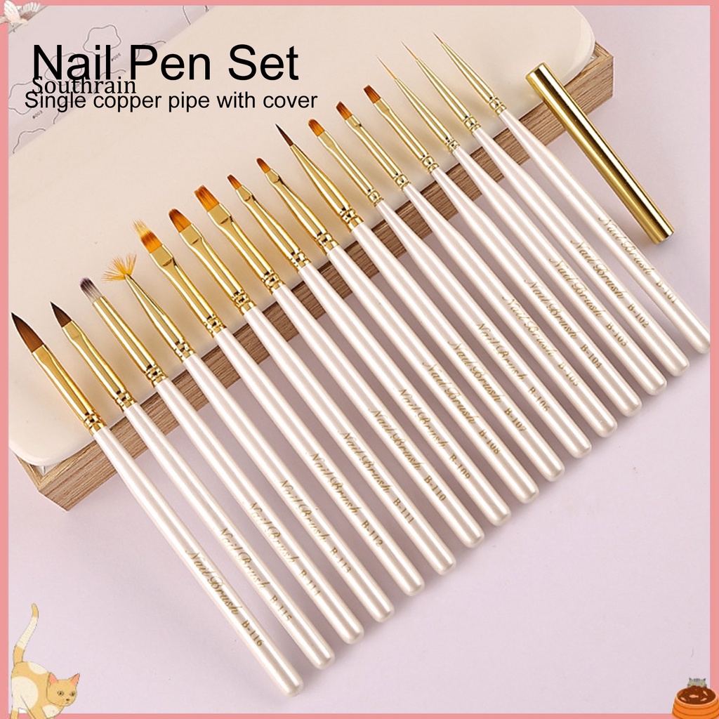 Cọ Vẽ Móng Nghệ Thuật Bằng Sợi Nylon Mềm Không Phai Màu Kèm Nắp Đậy Tiện Dụng DIY