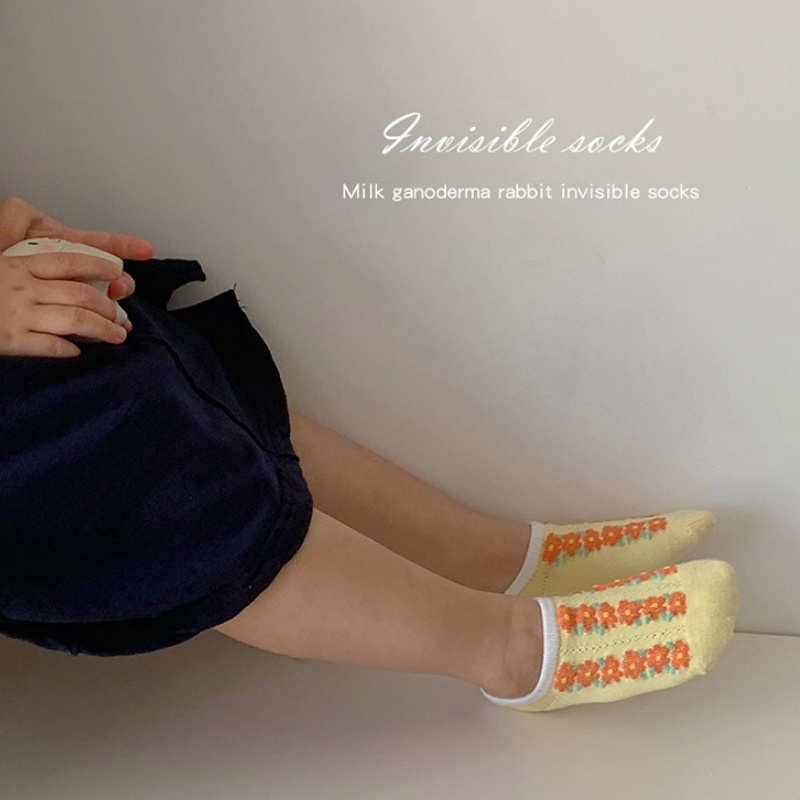 Set 4 Đôi Vớ Cotton Mỏng Cổ Thấp Chống Trượt In Hình Thỏ Hồng KokoroCare MSW-116 2023 Size S / M / L 1-8 Tuổi