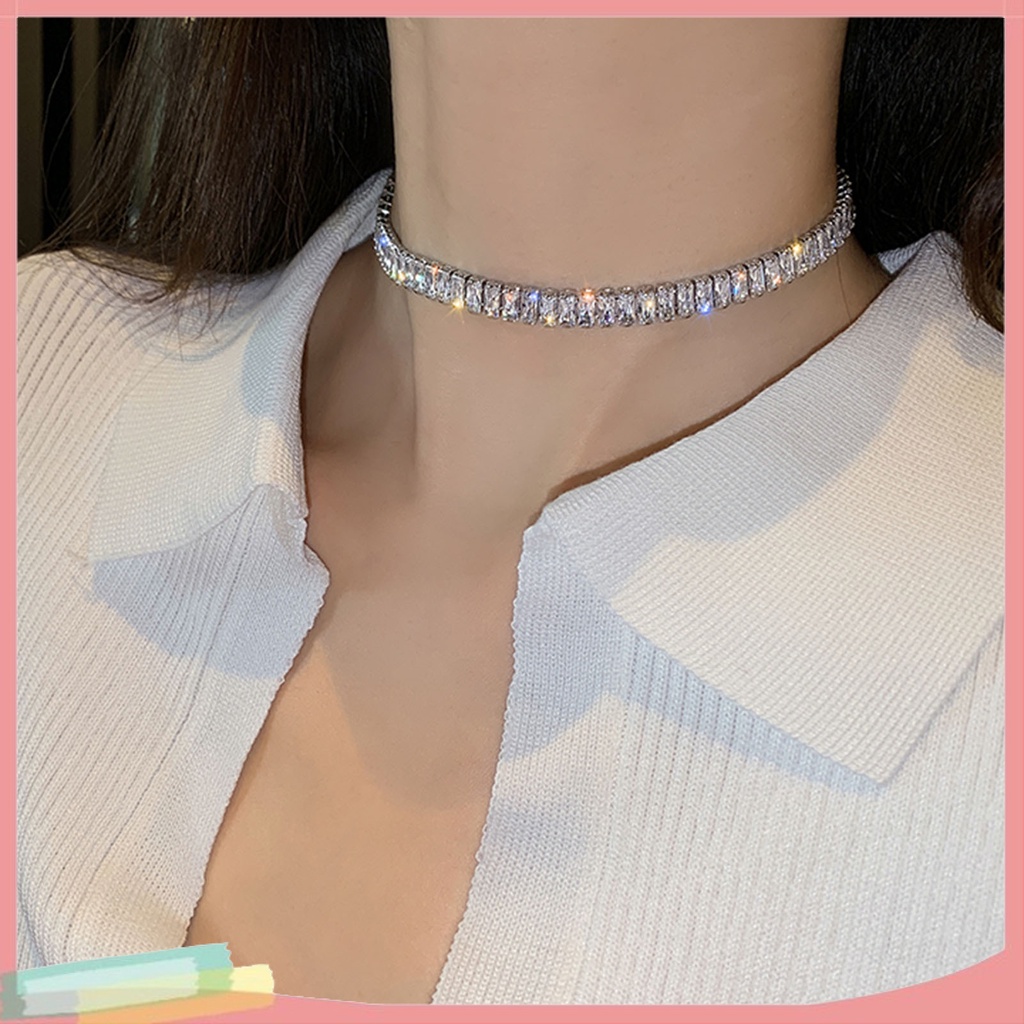 Vòng Cổ Choker LK-Ad Điều Chỉnh Được Dát Đá Zirconia Đơn Giản Trọng Lượng Nhẹ Trang Sức Đám Cưới