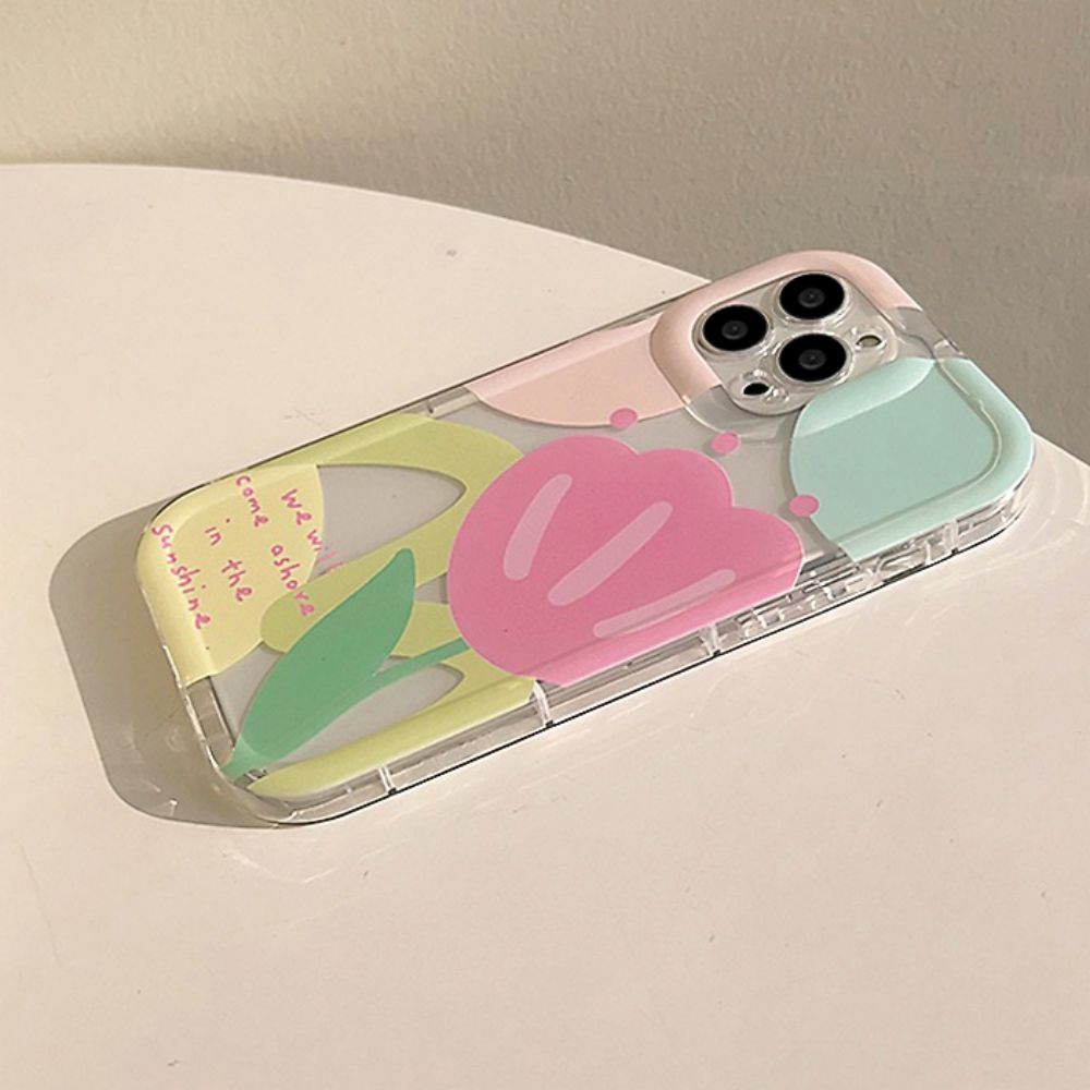 Ốp Điện Thoại TPU Mềm Trong Suốt Chống Rơi Chống Dấu Vân Tay Họa Tiết Hoa Tulip Cho IPhone 11 12 13 14 Pro Max