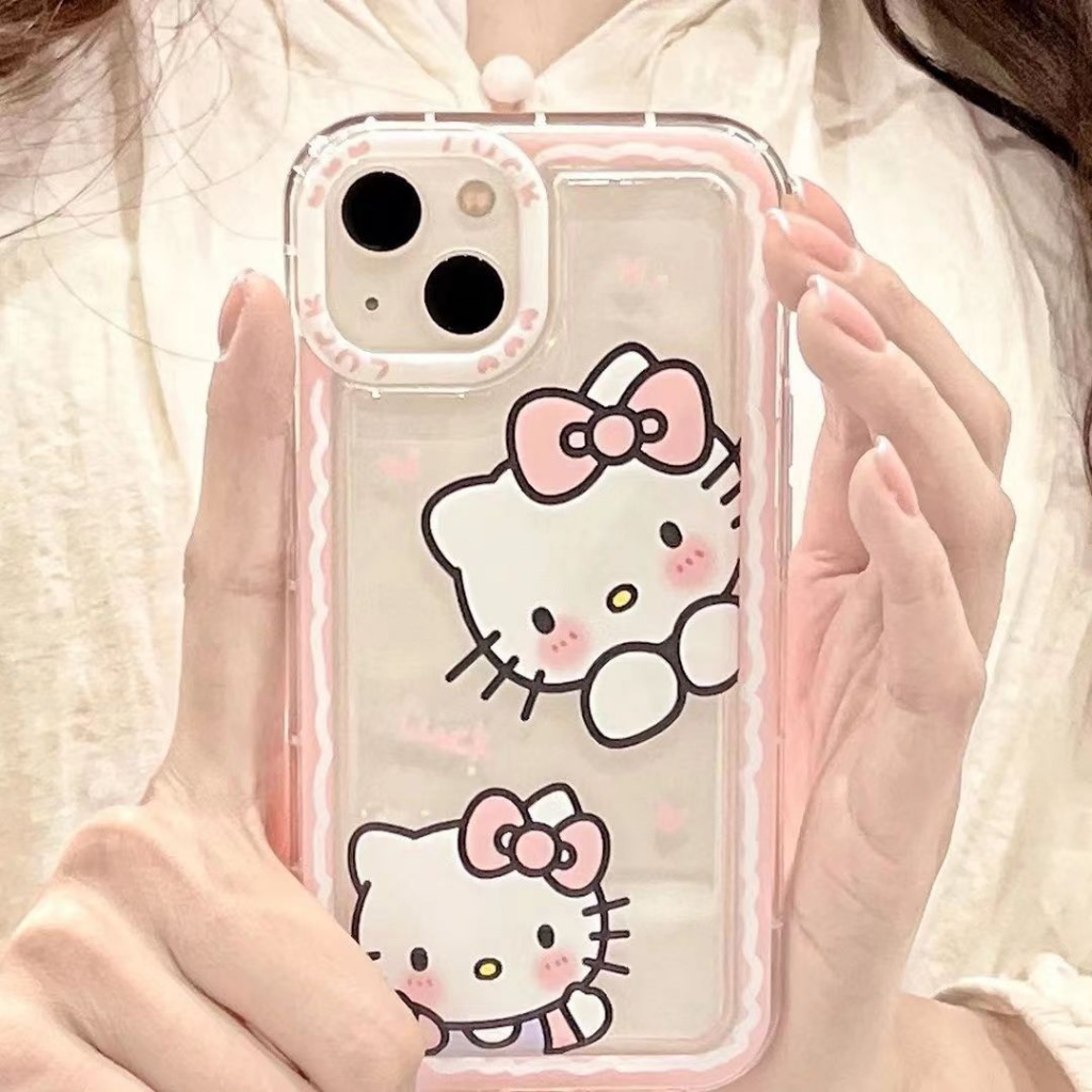 ✅Ốp Điện Thoại Trong Suốt Chống Sốc In Hình Hello kitty Màu Hồng Cho Iphone Xr 12Promax Xs 11148p 7 13 3BVE