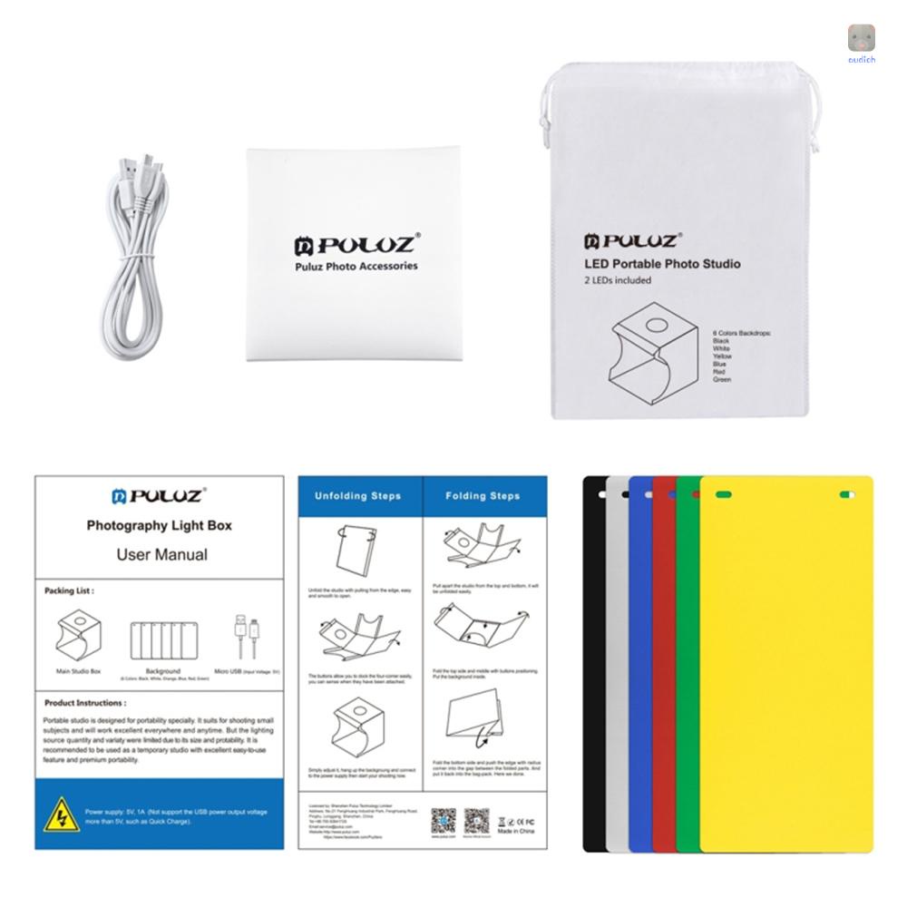 Hộp Đèn LED Kép PULUZ 40 Bóng Cổng USB Dùng Làm Phông Nền Chụp Ảnh Trong Studio