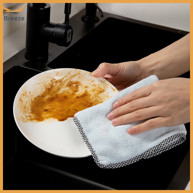 Khăn Lau Chén Dĩa Chất Liệu Microfiber Dày Dặn Thấm Hút Tốt