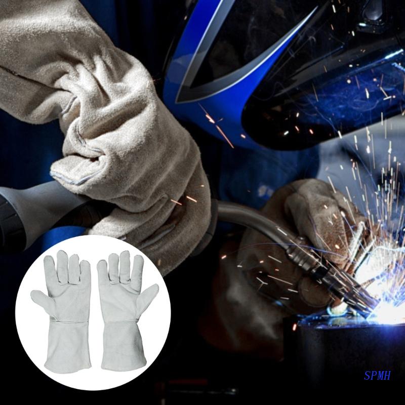 Găng Tay Hàn Bằng Da Bò Tự Nhiên Lót Cotton Thoáng Khí Thoải Mái Chống Mài Mòn