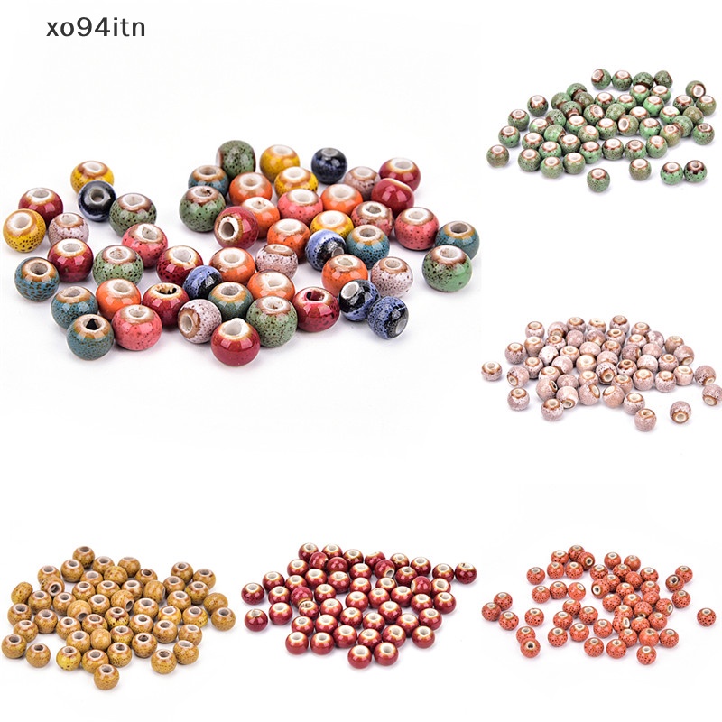 Set 50 Hạt Gốm Tráng Men Hình Hoa 6mm Làm Trang Sức DIY