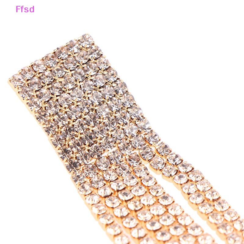 {Ffsd} Bông Tai Bạc S925 Dáng Dài Đính Pha Lê Sáng Bóng Cổ Điển Cho Nữ * Bán Chạy