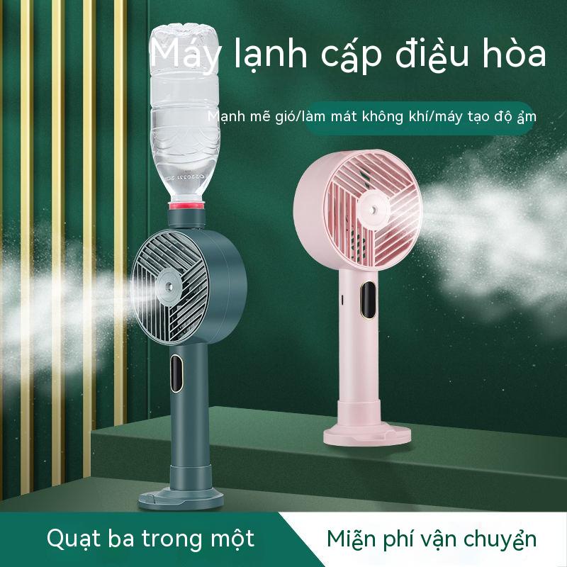 Quạt Nhỏ Phun Dưỡng Ẩm USB Có Thể Sạc Lại Điện Lạnh Cầm Tay Mini Cầm Tay Quạt Di Động Học Sinh Ký Túc Xá Để Bàn