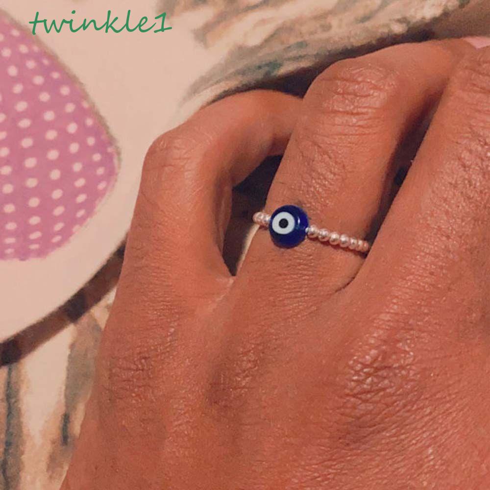 Nhẫn Hạt Kim Loại Tròn Nhiều Màu Mắt Quỷ Lấp Lánh Cho Nam Và Nữ