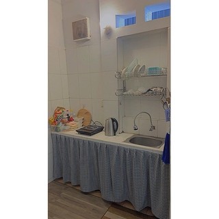 Rèm Bếp Vải Caro - Dán và Treo