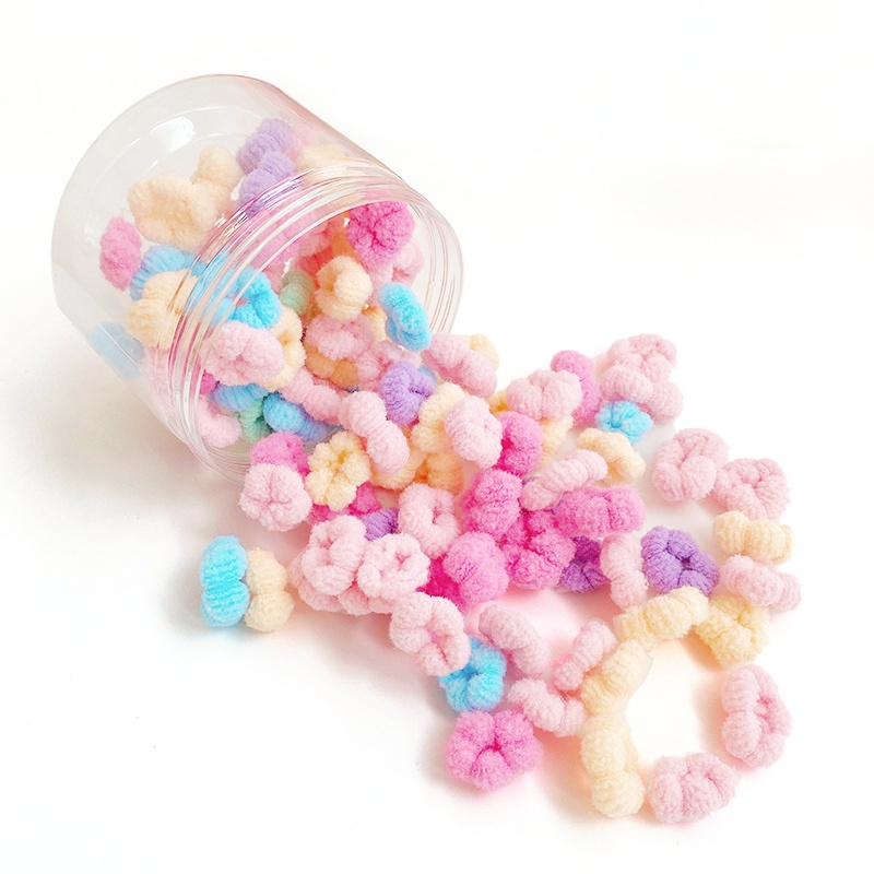 Hộp 100 Dây Buộc Tóc Co Giãn Nhiều Màu Sắc Dễ Thương Cho Bé Gái