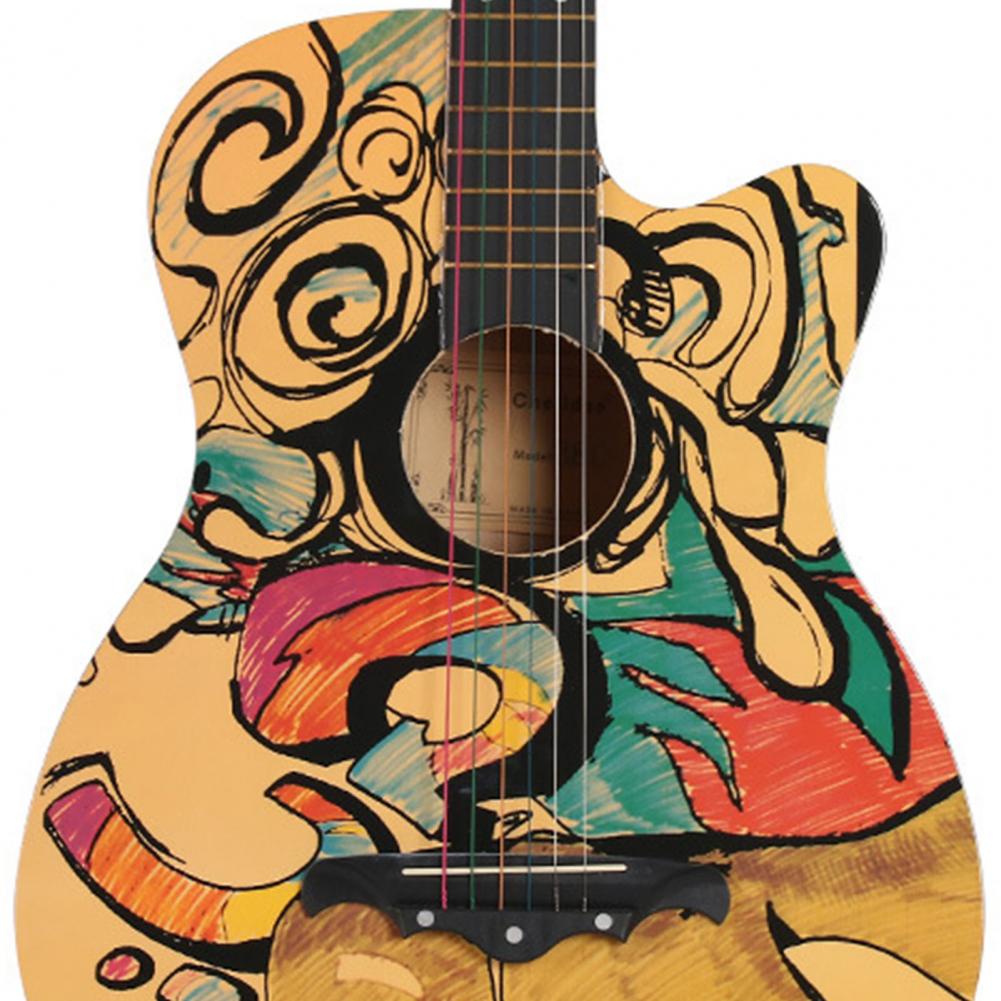 Đàn Guitar Gỗ 38in Graffiti Hoa Văn Mật Độ Cao Acoustic Cho Người Mới Bắt Đầu  AKOASM