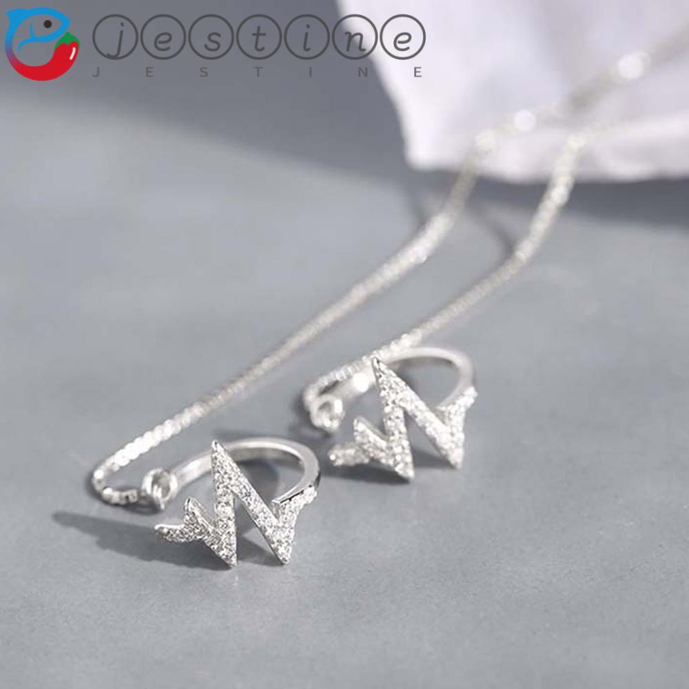 Khuyên kẹp vành tai dáng dài hình trái tim nhiều màu thời trang cho nữ