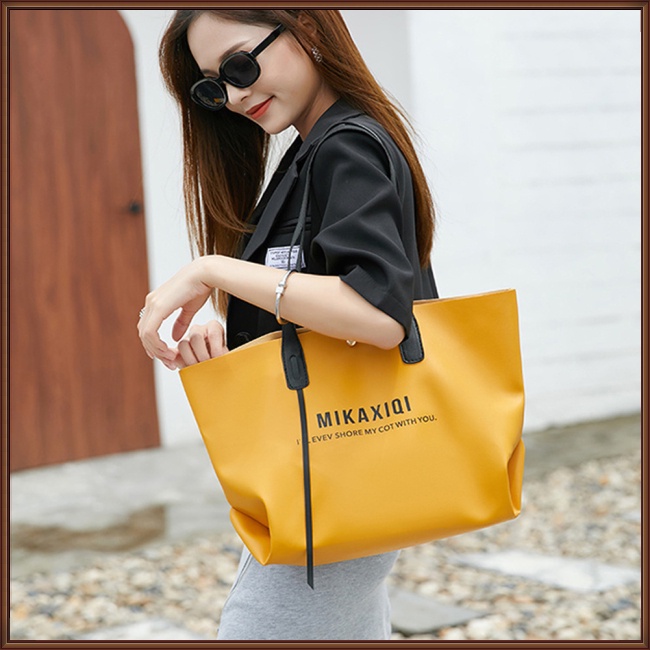 Túi Xách Da Pu Cỡ Lớn In Chữ Thời Trang Cho Nữ