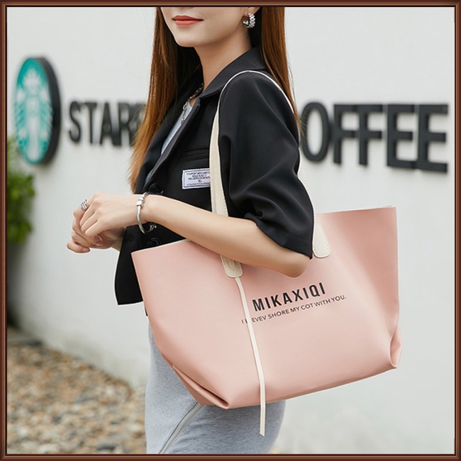 Túi Xách Da Pu Cỡ Lớn In Chữ Thời Trang Cho Nữ