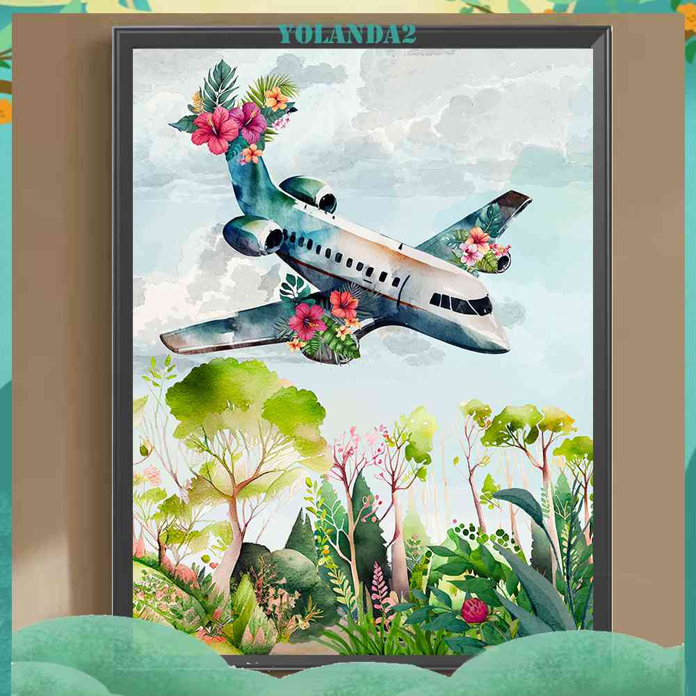 Tranh Đính Đá Kim Cương Toàn Bộ 5D DIY Hình Vẽ Máy Bay Dùng Trang Trí Nhà