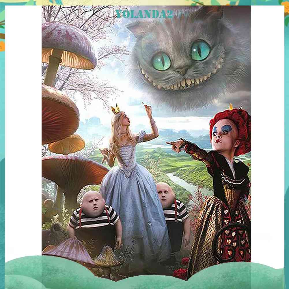 Bộ Tranh Đính Đá 5D Họa Tiết Alice in Wonderland Độc Đáo DIY Dùng Trang Trí Nhà Cửa