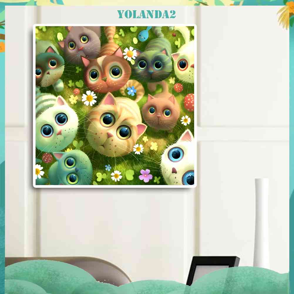 Tranh Đính Đá Kim Cương Toàn Bộ 5D DIY Hình Vẽ Mèo Trang Trí Nhà Cửa