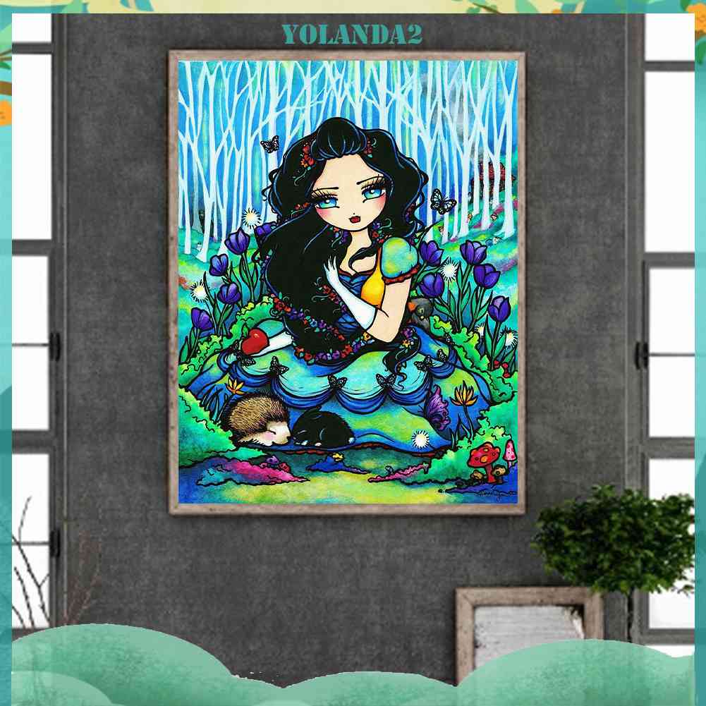 Tranh Đính Đá Kim Cương Toàn Bộ 5D DIY Hình Vẽ Cô Gái Và Hoa Trang Trí Nhà