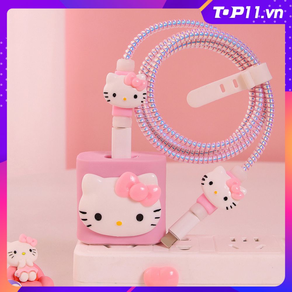 Ốp Bảo Vệ Cáp Dữ Liệu Hình Trái Tim Cô Gái Hoạt Hình Dễ Thương Thích Hợp Cho Đầu Sạc Apple Top11.vn