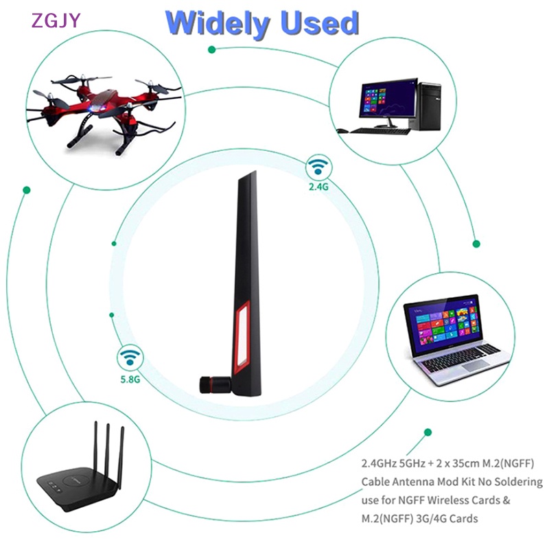 Ăng Ten ZGJY 2.4G 5.8G LTE 10DBI SMA Đực / RP-SMA Đầu Đực Thông Dụng Cho Bộ Định Tuyến WIFI Mới