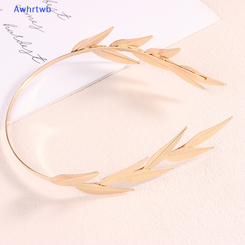 Băng Đô Cài Tóc Bằng Kim Loại Hình Chiếc Lá Màu Vàng Thanh Lịch Cho Cô Dâu Mới