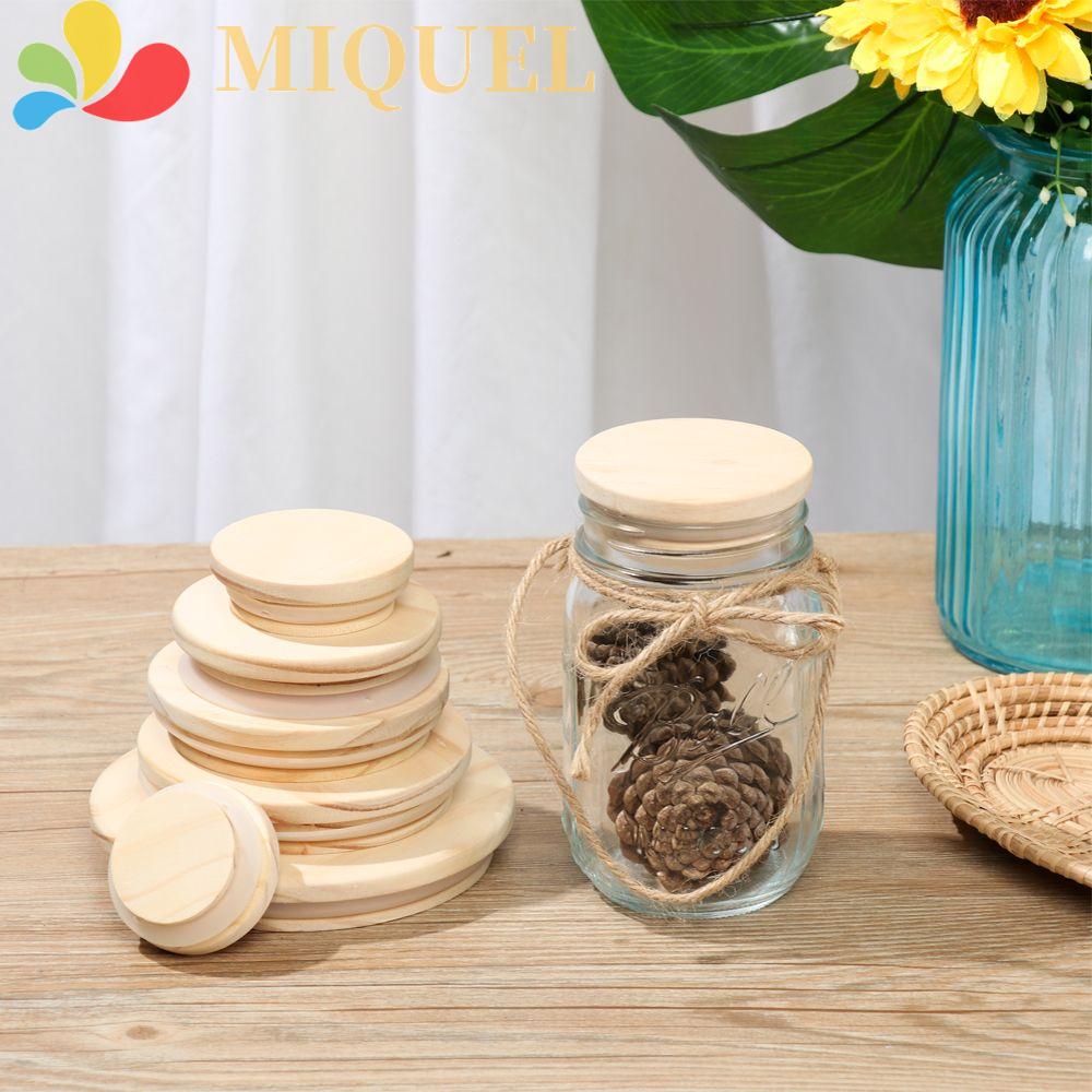 Nắp Đậy Lọ Mason Hình Tròn Bằng Gỗ Thông Kèm Vòng Niêm Phong Tiện Dụng