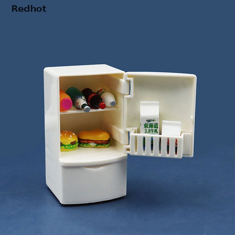 &lt; Redhot &gt; Tủ Lạnh Đồ Chơi Màu Trắng Cho Nhà Búp Bê
