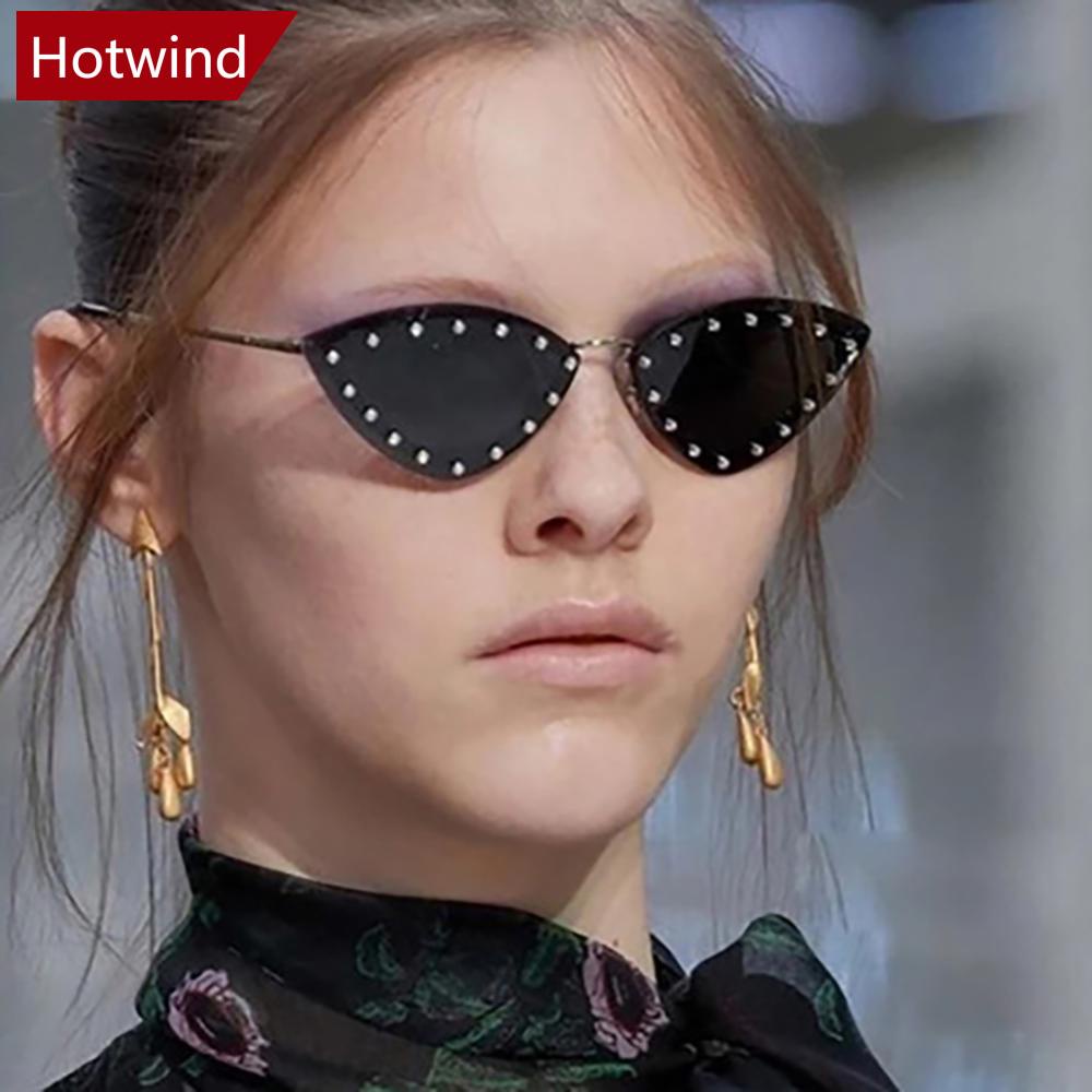 Kính Mát Gọng Kim Loại Hình Mắt Mèo Đính Đá Thời Trang Cho Nam Và Nữ M8O4