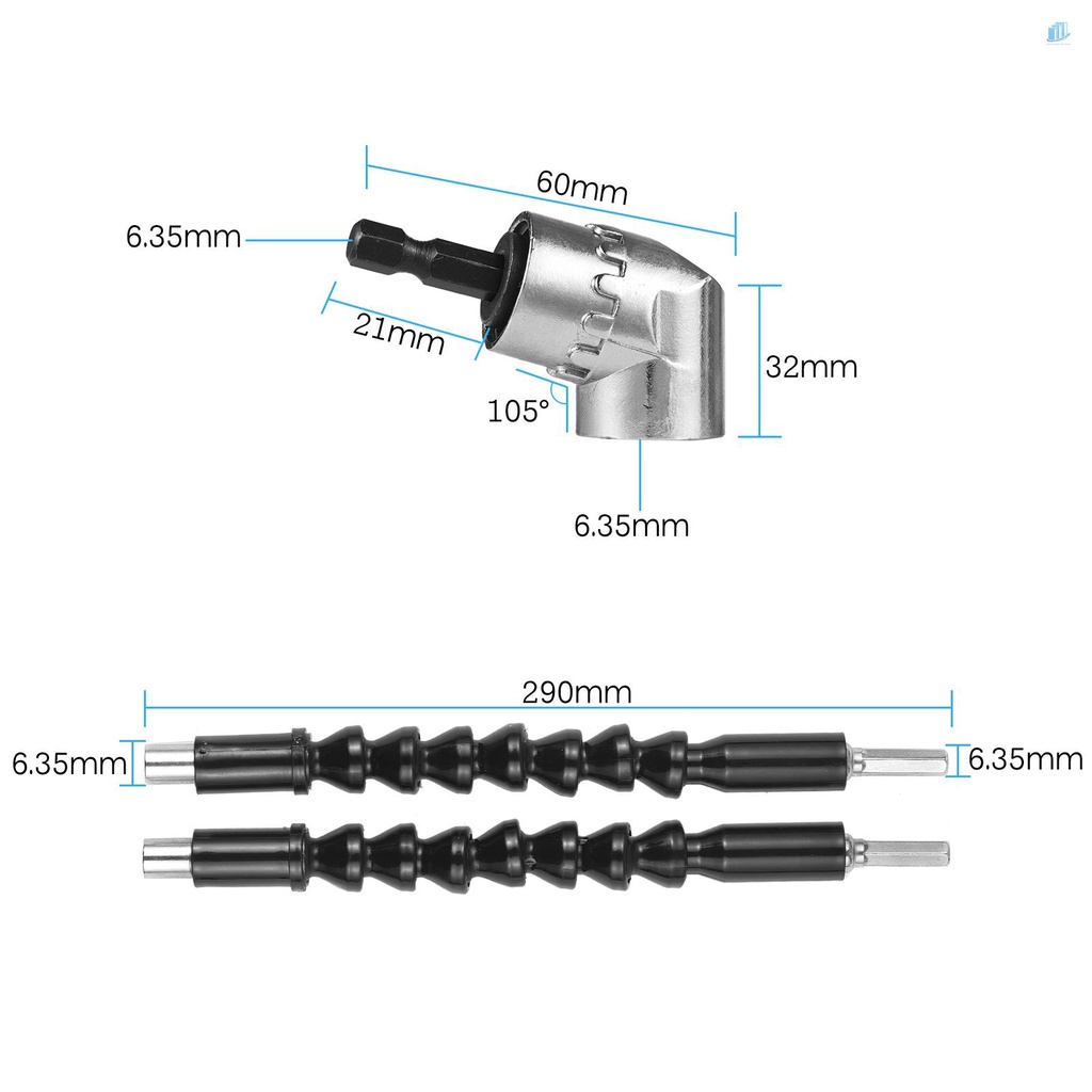 Bộ Dụng Cụ Thanh Nối Dài 23 Món Chuyên Dụng 105 Độ° Mũi Khoan Góc Vuông Chuyên Dụng Chất Lượng Cao
