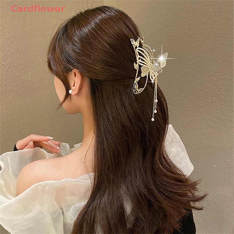 Kẹp Tóc Kim Loại Hình Bướm Đính Ngọc Trai Thời Trang Cho Nữ