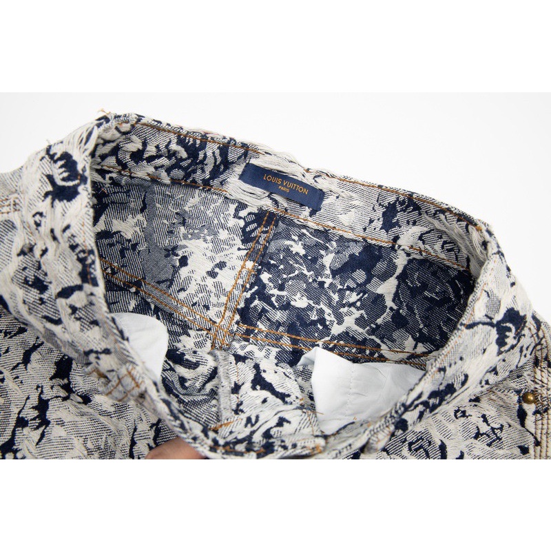 L88v &amp; - Quần Short denim Phối Tua Rua In Logo Hoa Hồng Thời Trang Đường Phố Mới Nhất Cho Nam Và Nữ Cùng Phong Cách Jrtsyhrtfjyg