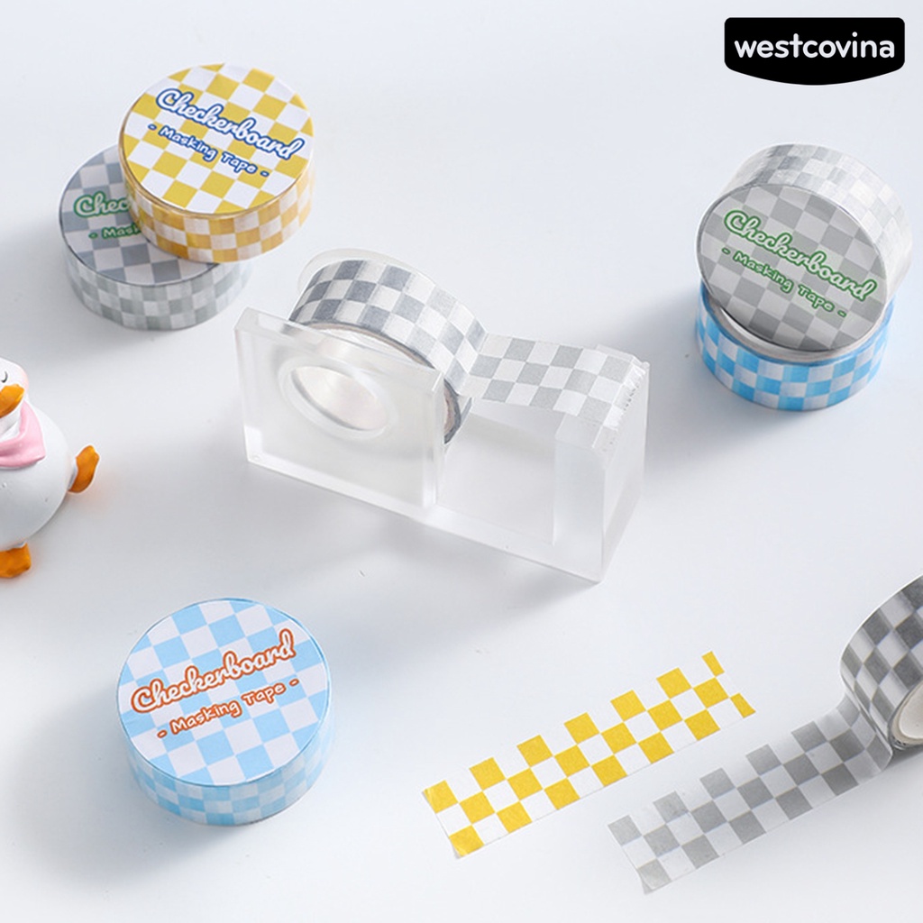 [COD]♪1 Cuộn Băng Dính Washi Trong Suốt In Họa Tiết Kẻ Sọc Chống Phai Có Thể Tháo Rời Trang Trí Sổ Tay