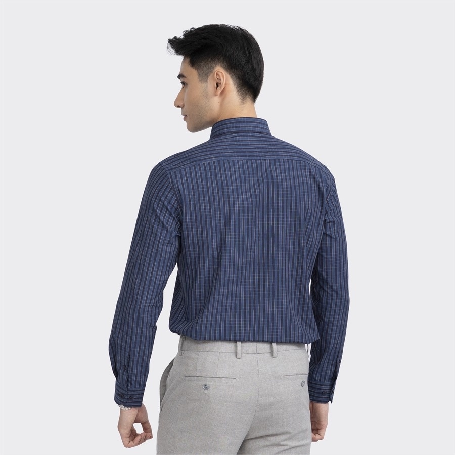 Áo sơ mi nam dài tay ARISTINO màu Xanh than dệt dobby nhã nhặn, thanh lịch  - ALS12502