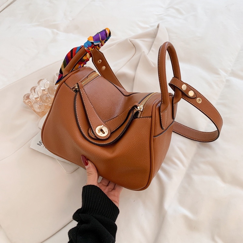 Ielgy Túi Xách Một Bên Vai Họa Tiết Vỏ Quả Vải Phong Cách retro Dành Cho Nữ