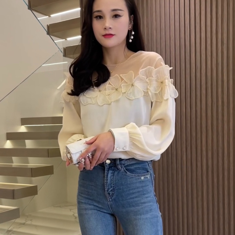 Áo Sơ Mi Chiffon Cổ Tròn Dáng Rộng Cỡ Lớn Đa Năng Thời Trang Xuân Hè Cho Nữ