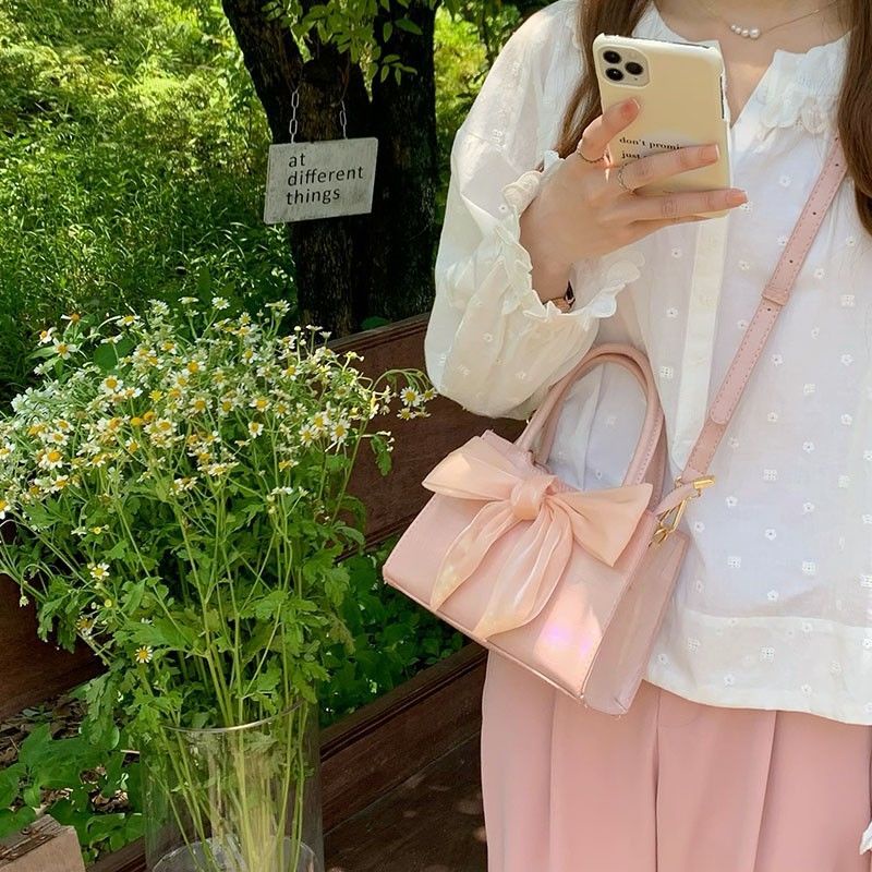 Túi Đeo Chéo Hình Vuông Nhỏ Đính Nơ Phong Cách Mới Cho Nữ