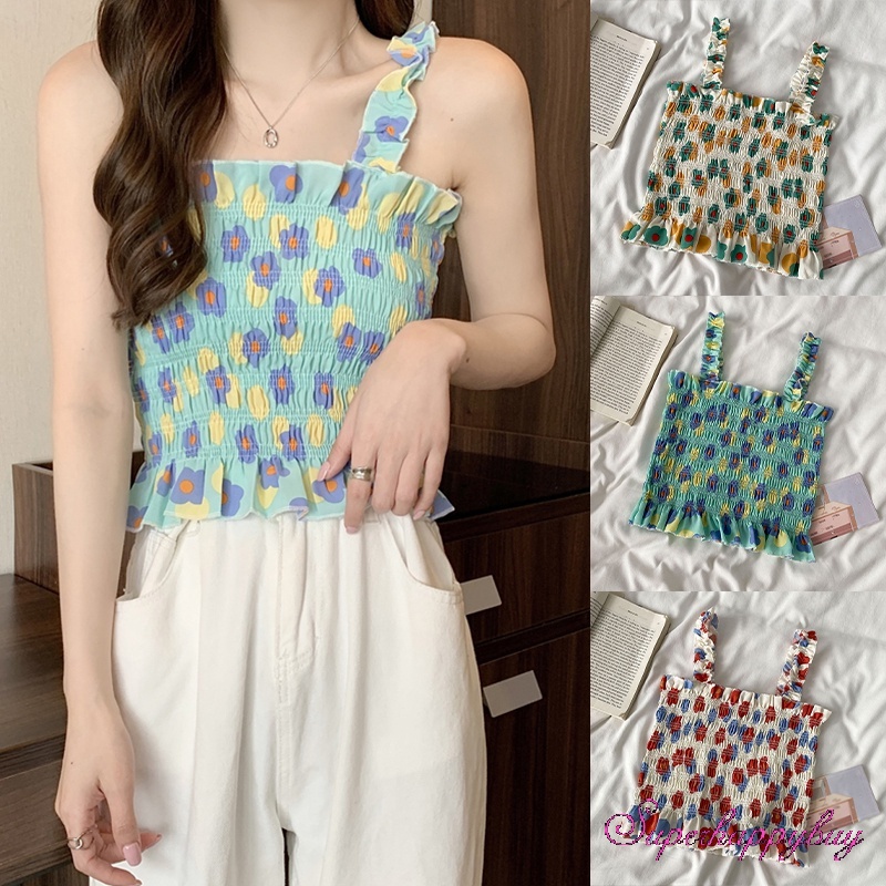 Áo Ống Ngắn In Họa Tiết Hoa Thoải Mái Thời Trang Cho Nữ