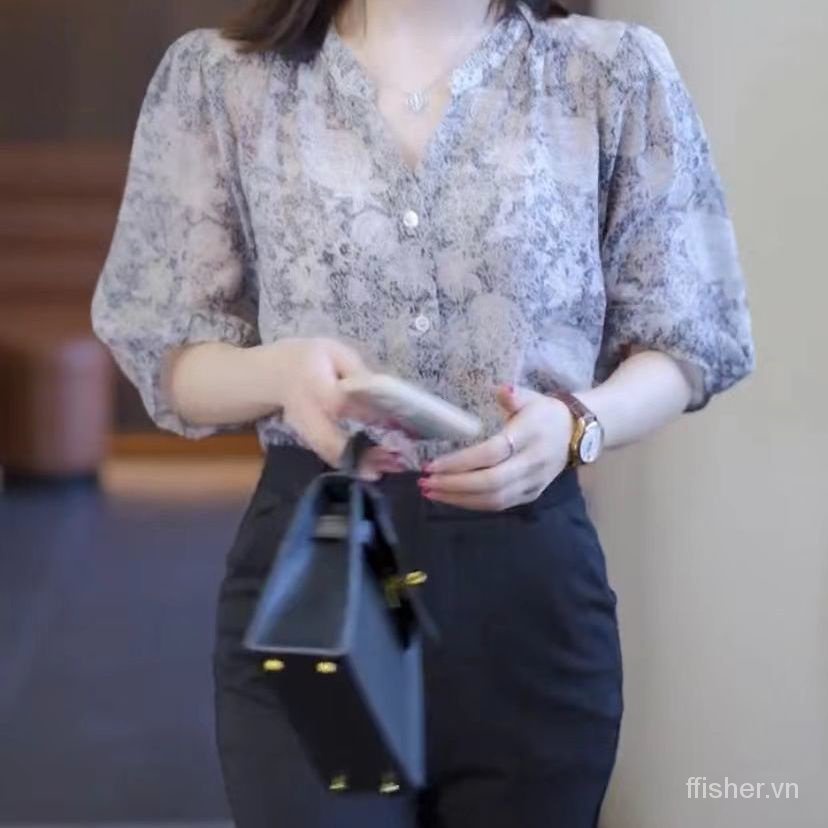 Set Áo Sơ Mi Chiffon + Quần Dài Thời Trang Mùa Hè 2023 Phong Cách Phương Tây Cho Nữ