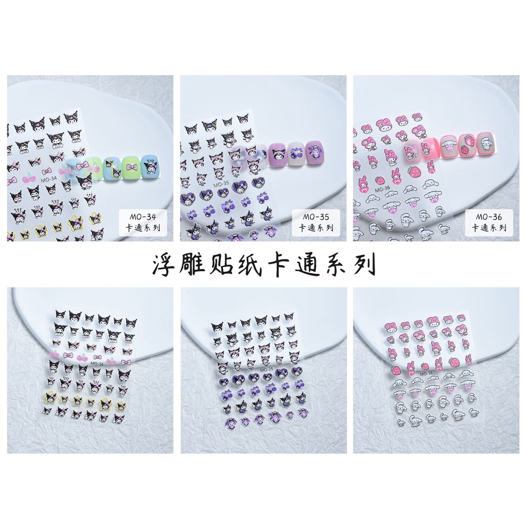 SANRIO Miếng Dán Trang Trí Móng Tay 3D Hình Cún Hoạt Hình 5D Dễ Thương