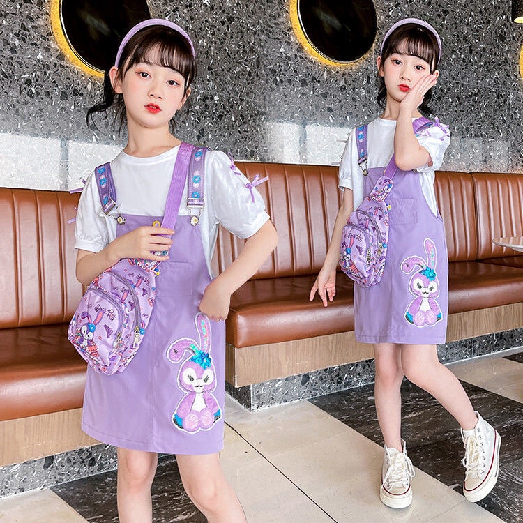 váy cho bé gái/Set Yếm Thỏ Tím Kèm Túi Siêu Xinh Cho Bé Gái （12~40kg）