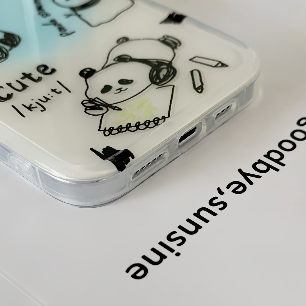 Ốp Điện Thoại TPU Silicon Mềm Trong Suốt Hình Gấu Trúc Cho iPhone11 12 13 14 Pro Max